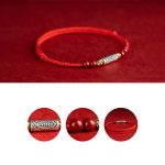 Buddha Stones 925 Sterling Silver Koi Fish Cinnabar Bead Wealth Handcrafted Braided Bracelet Anklet Bracelet Anklet BS 11