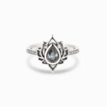 Buddha Stones Sterling Silver Lotus Zircon Blessing Protection Ring Ring BS 3