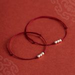 Buddha Stones 925 Sterling Silver Three Beads Protection String Bracelet Anklet Bracelet Anklet BS 1