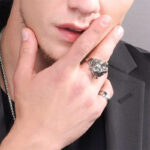 Buddha Stones Men's Animal Tiger Head Titanium Steel Balance Calm Punk Rock Biker Ring Ring BS 4