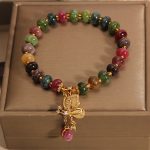 Buddha Stones Colorful Tourmaline Butterfly Charm Wisdom Bracelet Bracelet BS 2