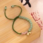 Buddha Stones Handmade Jade Bead Lily of the Valley Charm Luck Braided Bracelet Bracelet BS 1