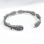 Buddha Stones Angel Wings Feather Pattern Carved Luck Cuff Bracelet Bangle Bracelet Bangle BS 8