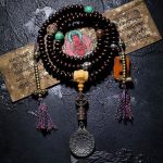 Buddha Stones Tibet 108 Mala Beads Purple Bodhi Seed Bagua Vajra Auspiciousness Bracelet Mala Bracelet BS Nine Palaces Bagua&Non-elastic String 11mm