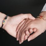 Buddha Stones Handmade Mountain and Sea Engraved Luck Two-Color String Couple Bracelet Bracelet BS 2