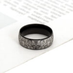 Buddha Stones Lucky Mythological Creature Taotie Wealth Titanium Steel Ring Ring BS Black US12