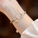 Buddha Stones Red Agate Jade Lotus Confidence Calm String Bracelet Bracelet BS White Agate