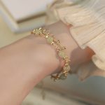 Buddha Stones 14K Gold Plated 2 Layers Hetian Jade Bead Luck Prosperity Bracelet Bracelet BS 6