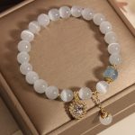 Buddha Stones Cat's Eye Crystal Heart Zircon Charm Peace Love Bracelet Bracelet BS 4