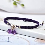 Buddha Stones Natural Strawberry Quartz Amethyst Green Phantom Bead Positive Bracelet Bracelet BS Amethyst(Inner Peace♥Healing)(Bracelet Size 16+5cm)