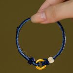 Buddha Stones 999 Sterling Silver Peace Buckle Hetian Jade Rope Fortune Bracelet 8