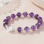 Buddha Stones 925 Sterling Silver Natural Amethyst Lotus Spiritual Bracelet Bracelet BS 1
