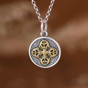 Buddha Stones 925 Sterling Silver Double Dorje Vajra Blessing Necklace Pendant Necklaces & Pendants BS Dorje/Vajra(Enlightenment♥Spiritual Power)