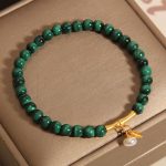 Buddha Stones Natural Malachite Pearl Lucky Bamboo Anti-Anxiety Bracelet Bracelet BS 4