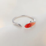 Buddha Stones Koi Fish Copper Balance Luck Adjustable Ring Rings BS 9