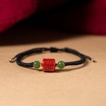 Buddha Stones Tibetan Cinnabar Om Mani Padme Hum Engraved Blessing Braided Rope Bracelet Bracelet BS Black Rope(Wrist Circumference 14-15.5cm)