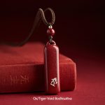Buddha Stones Chinese Zodiac Natal Buddha Cinnabar Amulet Protection String Necklace Pendant Necklaces & Pendants BS Brown Ox/Tiger-Void Bodhisattva