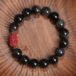 Buddha Stones Chinese Zodiac Natal Buddha Natural Black Obsidian Cinnabar Purification Bracelet Bracelet BS main