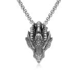 Buddha Stones Pure Tin Dragon Head Luck Protection Metal Necklace Pendant Necklaces & Pendants BS 1