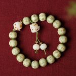 Buddha Stones Green Bodhi Seed Cat Paw Om Mani Padme Hum Engraved Wisdom Bracelet Bracelet BS 2