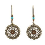 Buddha Stones Round Flower Design Luck Dangle Drop Earrings Earrings BS Flower