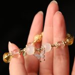 Buddha Stones Citrine Moonstone Butterfly Charm Prosperity Protection Bracelet Bracelet BS 6