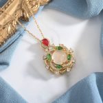 Buddha Stones Cyan Jade Red Crystal Luck Necklace Necklaces & Pendants BS White