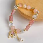 Buddha Stones Amethyst Green Aventurine Strawberry Quartz Positive Elephant Charm Bracelet 14
