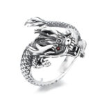 Buddha Stones Vintage 925 Sterling Silver Year Of The Dragon Design Luck Metal Ring Ring BS 925 Sterling Silver(Adjustable)