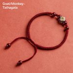 Buddha Stones 925 Sterling Silver Chinese Zodiac Natal Buddha Cinnabar Calm Bracelet Bracelet BS Goat/Monkey-Tathagata Red(Wrist Circumference 14-18cm)
