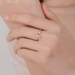 Buddha Stones Pink Crystal Soothing Rotation Ring Ring BS 5