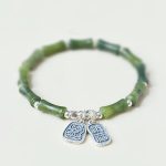 Buddha Stones 925 Sterling Silver Bamboo Jade Lucky Cat Fu Character Luck Abundance Bracelet Bracelet BS 16cm