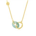 Buddha Stones 925 Sterling Silver Natural Green Aventurine Peace Buckle Bamboo Coin Prosperity Necklace Pendant Necklace BS 7