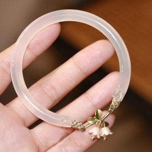 Buddha Stones Lily of the Valley Flower Happiness Strength Bracelet Bangle Bracelet Bangle BS Lily of the Valley Bangle