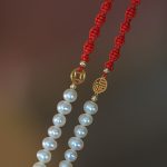 Buddha Stones 14K Gold Plated Pearl Bead Luck Protection Braid Red String Bracelet Bracelet BS 21