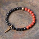 Buddha Stones Black Obsidian Sodalite Crystal Copper Strength Couple Bracelet Bracelet BS Black Obsidian&Red Jasper 18cm
