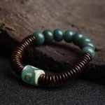 Tibetan Cyan Bodhi Seed Dzi Bead Coconut Shell Keep Away Evil Spirits Bracelet Bracelet BS 5