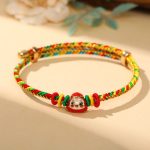 Buddha Stones Colorful Rope Zongzi Pattern Luck Handmade Child Adult Bracelet Bracelet BS Golden Colorful Rope-Single Zongzi(Red)(Wrist Circumference 12-20cm)