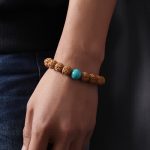 Buddhastoneshop Tibet Rudraksha Bodhi Seed Dzi Bead Amber Turquoise Wealth Bracelet
