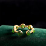 Buddha Stones Cyan Jade Healing Calm Adjustable Ring Rings BS 12
