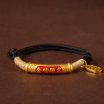 Buddha Stones 999 Sterling Silver Tibet Handmade Om Mani Padme Hum Fu Character TopRank Character Luck Braided Bracelet Bracelet BS Copper TopRank Character Black Rope(Wrist Circumference 15-19cm)