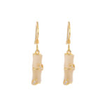 Buddha Stones 925 Sterling Silver Hetian Jade Chrysoberyl Cat Eye Red Agate Bamboo Luck Drop Earrings Earrings BS Gold Cat's Eye(Peace♥Support)