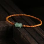 Buddha Stones Natural Olive Pit Green Aventurine Bamboo Pattern Luck Bracelet Bracelet BS 1