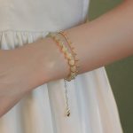 Buddha Stones 14K Gold Plated 2 Layers Hetian Jade Bead Luck Prosperity Bracelet Bracelet BS 5