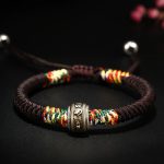 Buddha Stones 925 Sterling Silver Om Mani Padme Hum King Kong Knot Faith Bracelet Bracelet BS Brown(Wrist Circumference: 14-21cm) Om Mani Padme Hum