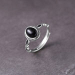 Buddha Stones 925 Sterling Silver Black Onyx Fortune Ring Ring BS 1