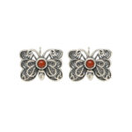Buddha Stones 925 Sterling Silver Red Agate Butterfly Self-acceptance Ring Earrings Set Bracelet Necklaces & Pendants BS 19