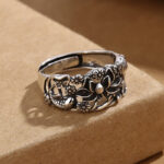 Buddha Stones Lotus Symbol Koi Fish Enlightenment Ring Ring BS 1
