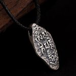 Buddha Stones Tibetan 925 Sterling Silver Om Mani Padme Hum Dorje Vajra Engraved Strength Necklace Pendant Necklaces & Pendants BS 10