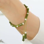 Buddha Stones Natural Peridot Bamboo Pattern Love Peace Bracelet Bracelet BS 6